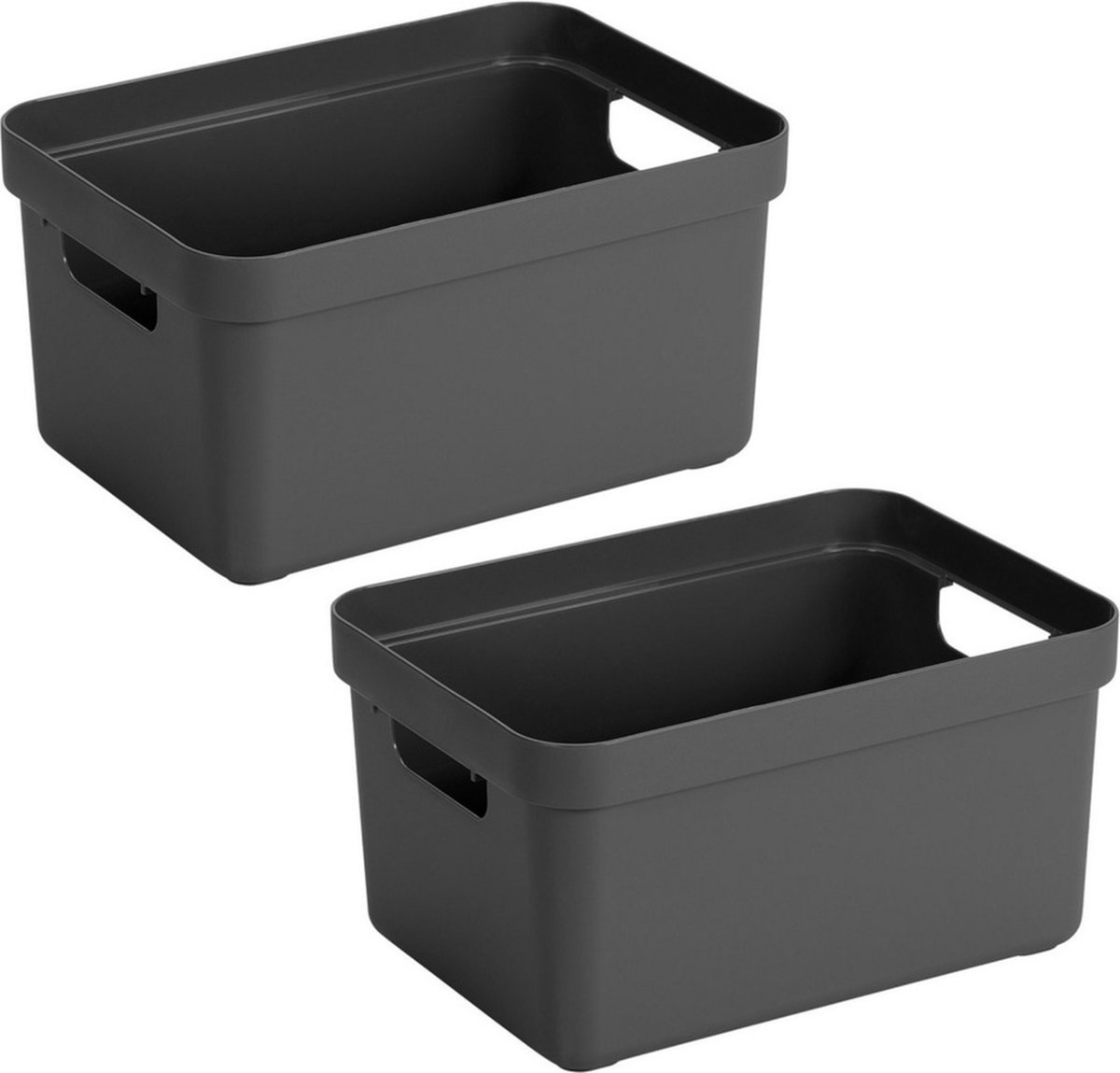 Sunware Opbergbox Sigma - 8x stuks - kunststof - antraciet - 5 liter - Opbergbakken/opbergers - 25,2 x 18 x 12,2 cm Grijs