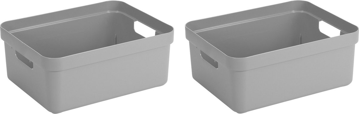 Sunware Opbergbox Sigma - 8x - kunststof - lichtgrijs - 24 liter - Opbergbakken/opbergers - 45 x 35 x 18 cm