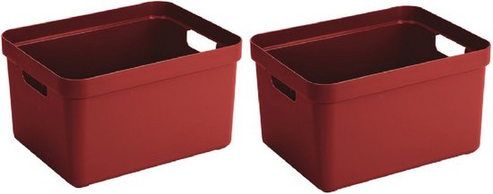 stuks rode opberg boxen/opbergdoos/manden 32 liter 44 x 34 x 24 cm kunststof -... | bol.com