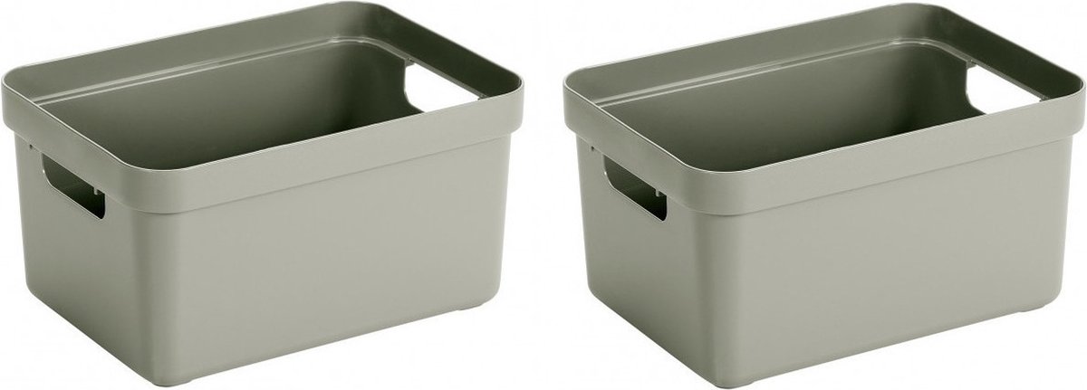 Sunware Opbergbox Sigma - 4x - kunststof - lichtgroen - 13 liter - Opbergbakken/opbergers - 35 x 25 x 18 cm