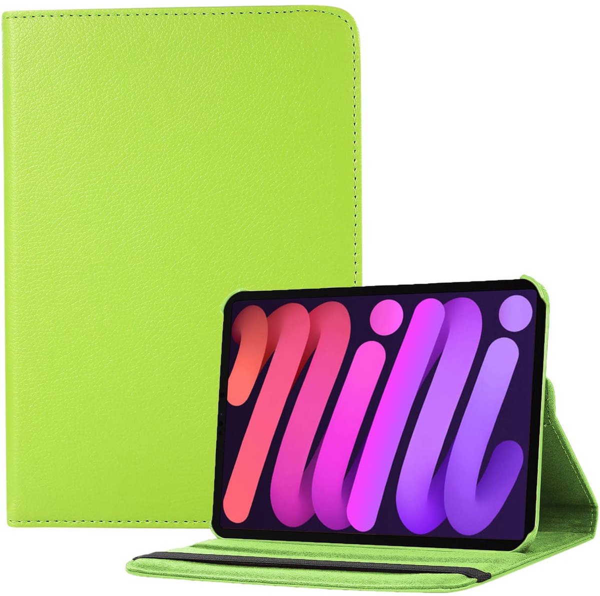 Geschikt Voor iPad Mini 6 Hoes - Mini 6 Cover - Mini 6 Case - Bookcase - Hoesje - 8.3 Inch - Met Standaard - 360 Draaibaar - Roterend - Groen
