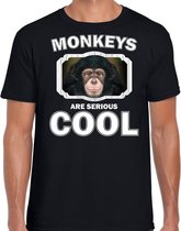 Dieren apen t-shirt zwart heren - monkeys are serious cool shirt - cadeau t-shirt leuke chimpansee/ apen liefhebber M