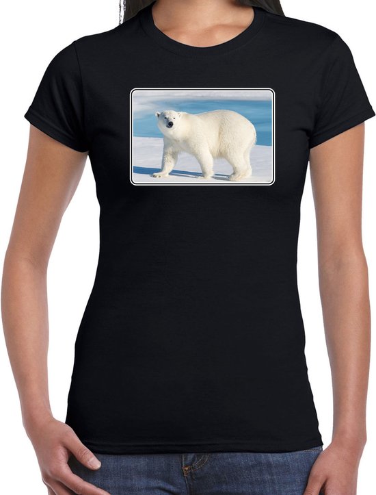 Dieren shirt met ijsberen foto - zwart - voor dames - natuur / ijsbeer cadeau t-shirt / kleding XXL