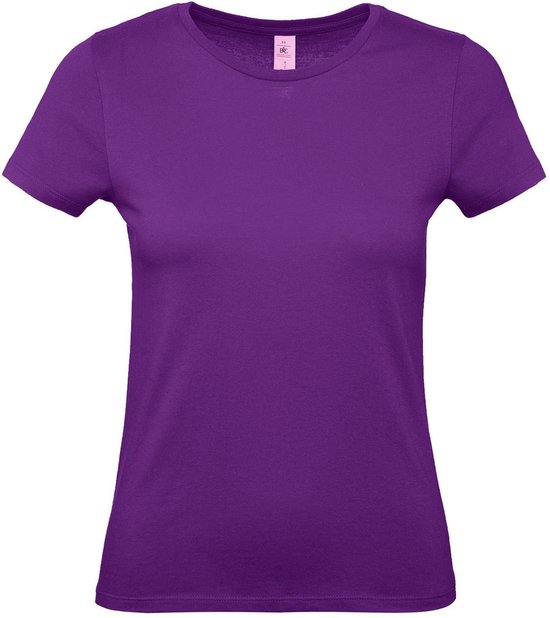 Paars basic t-shirt met ronde hals voor dames - katoen - 145 grams - paarse shirts / kleding S (50)