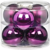 12x Boules de Noël en verre violet 10 cm brillant et mat - Décoration de Décorations pour sapins de Noël violet