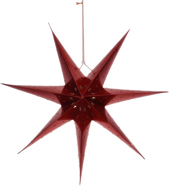 Lanterne étoile de Noël en papier lumineux rouge 60 cm sur piles - Étoiles  de Étoiles... | bol