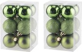 24x Appelgroene kunststof kerstballen 6 cm - Mat/glans - Onbreekbare plastic kerstballen - Kerstboomversiering groen