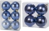 Kerstversiering set circel-motief kerstballen in het donkerblauw 6 en 8 cm pakket - 20x stuks