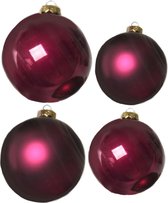 Compleet glazen kerstballen pakket framboos roze glans/mat 38x stuks - 18x 4 cm en 20x 6 cm