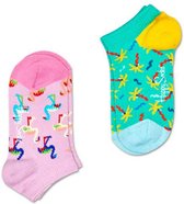 Happy Socks Sokken 2-Pack Confetti Palm Low Socks Roze Maat:2-4 jaar