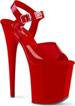 Pleaser Sandaal met enkelband, Paaldans schoenen -41 Shoes- FLAMINGO-808N Paaldans schoenen Rood