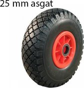 3.00-4 steekwagenwiel - anti-lek en kunststof velg - 125 kg maximale belasting - 25 mm asgat/naafdiameter - inclusief rollager