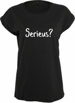 Serieus Rustaagh dames t-shirt - maat XS - comfortabel - zwart - tekst - bedrukt
