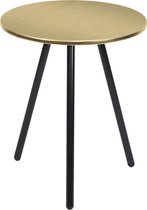 Side table Disc - Staal Antiek Goud, Zwarte poten - 42x47cm