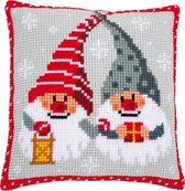 Gnomes de Noël avec cadeau Coussin au point de croix