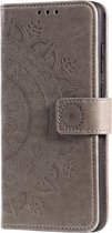 Bloemen Book Case - Samsung Galaxy A21s Hoesje - Grijs