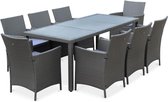 Tuinmeubel, 8 stoelen, van gevlochten hars.