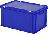Stapelbak met deksel - Opbergbox - 600x400xH335mm - blauw