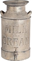 Clayre & Eef Decoratie Melkbus 21*27*38 cm / 8000 ml Grijs Metaal Rond Milk and Cream Melkkan