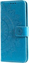 Bloemen Book Case - Huawei P Smart (2020) Hoesje - Lichtblauw
