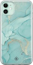 iPhone 11 hoesje siliconen - Marmer mint groen | Apple iPhone 11 case | TPU backcover transparant