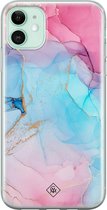 iPhone 11 hoesje siliconen - Marmer blauw roze | Apple iPhone 11 case | TPU backcover transparant