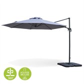 Biscarosse - achthoekige zweefparasol Ø350cm, inclineerbaar en 360° - grijs