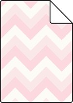 Proefstaal ESTAhome behang zigzag motief licht roze en wit - 138709 - 26,5 x 21 cm