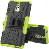 Tire Texture TPU + PC schokbestendige telefoonhoes voor Nokia 2.1, met houder (groen)
