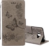 Voor Huawei Mate 10 Vintage reliÃ«f bloemen vlinderpatroon horizontale flip lederen tas met kaartsleuf en houder & portemonnee en lanyard (grijs)