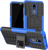 Tire Texture TPU + PC Shockproof Case voor Nokia 3.2, met houder (blauw)