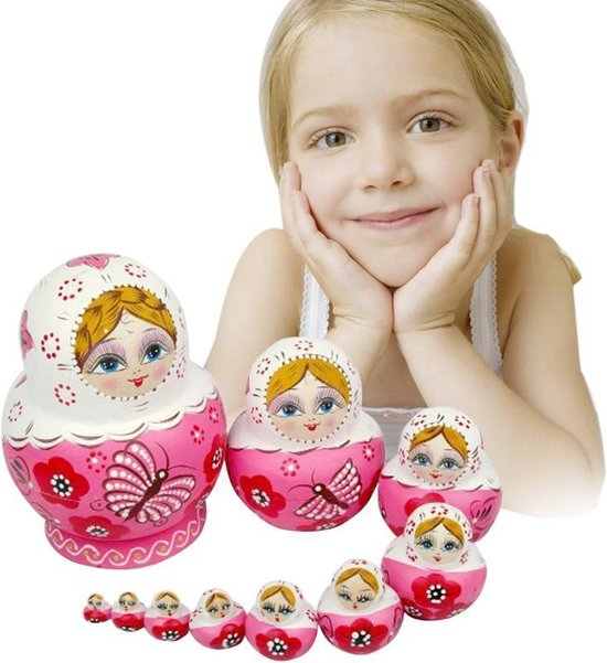 10Delige Houten Russische Matroesjka Poppen Set Babushka Matruska Decoratie... 10Delige Houten Russische Matroesjka Poppen Set Babushka Matruska Decoratie...