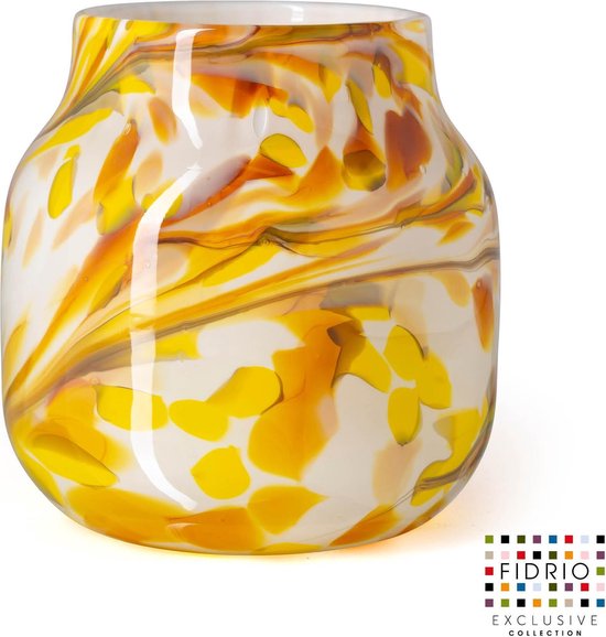 Design vaas Bloom - Fidrio MUSTARD - glas, mondgeblazen - hoogte 15 cm