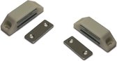 2x stuks magneetsnapper / magneetsnappers met metalen sluitplaat 6 x 3,8 x 1,6 cm - wit - deurstoppers / deurvastzetters / magneetbevestiging