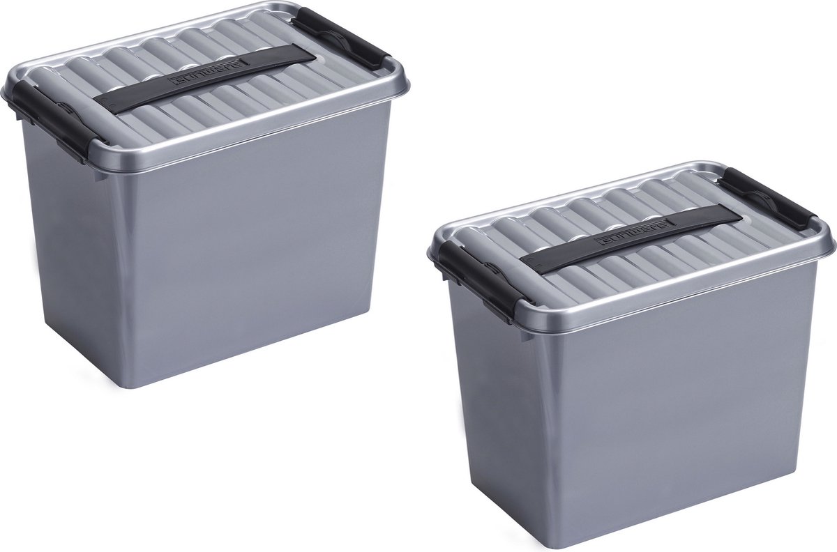 2x stuks sunware Q-Line opbergboxen/opbergdozen 9 liter 30,7 x 20 x 22 cm kunststof - Praktische opslagboxen - Opbergbakken