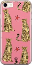 iPhone 8/7 hoesje siliconen - The pink leopard | Apple iPhone 8 case | TPU backcover transparant