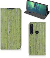 Motorola G8 Plus Book Wallet Case Green Wood
