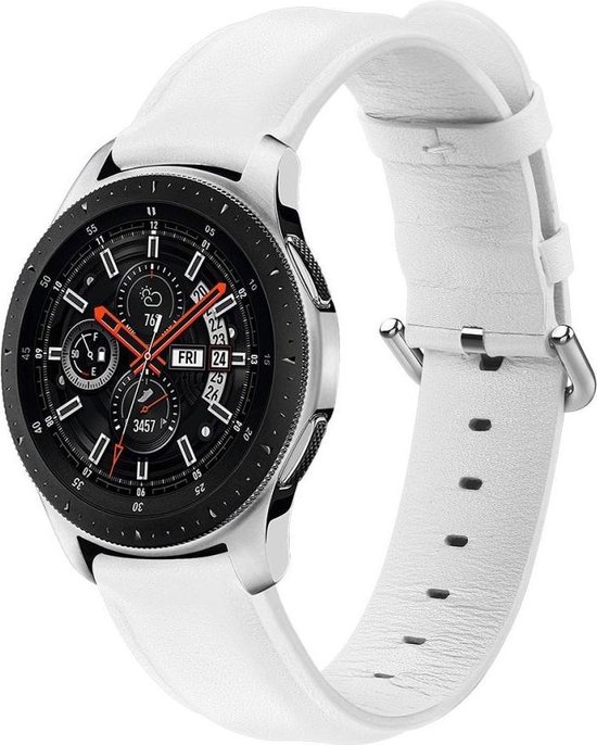 Universeel 20MM Horloge Bandje / Smartwatch Bandje Echt Leer met RVS Gespsluiting Wit