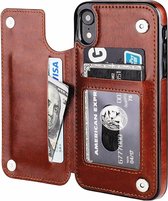 Wallet Case geschikt voor Apple iPhone Xr - bruin met Privacy Glas