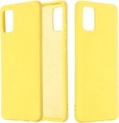 Voor Galaxy A71 5G effen kleur vloeibare siliconen valbestendige volledige dekking beschermhoes (geel)