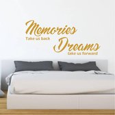 Muursticker Memories Dreams -  Goud -  80 x 36 cm  -  slaapkamer  engelse teksten  woonkamer  alle - Muursticker4Sale