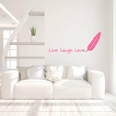 Muursticker Live Laugh Love -  Roze -  160 x 66 cm  -  slaapkamer  engelse teksten  woonkamer  alle - Muursticker4Sale