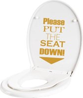 Please Put The Seat Down -  Goud -  11 x 20 cm  -  toilet  alle - Muursticker4Sale