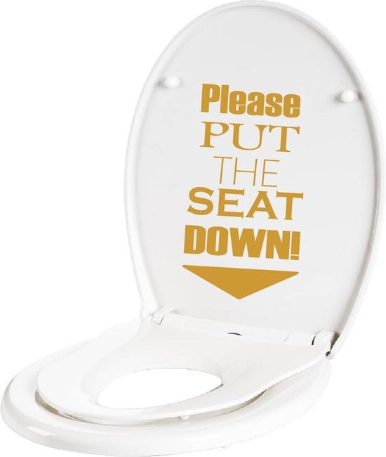 Please Put The Seat Down - Goud - 11 x 20 cm - toilet alle