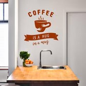 Muursticker Coffee Is A Hug In A Mug -  Bruin -  58 x 60 cm  -  alle muurstickers  keuken  engelse teksten - Muursticker4Sale