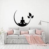 Muursticker Boeddha Met Bloem -  Lichtbruin -  100 x 83 cm  -  woonkamer  alle muurstickers  slaapkamer - Muursticker4Sale