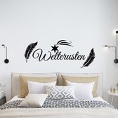 Muursticker Welterusten Veer En Sterren -  Zwart -  160 x 63 cm  -  alle muurstickers  slaapkamer  nederlandse teksten - Muursticker4Sale