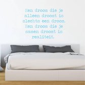 Muursticker Een Droom Die Je Alleen Droomt Is Slechts Een Droom - Lichtblauw - 60 x 42 cm - taal - nederlandse teksten slaapkamer alle