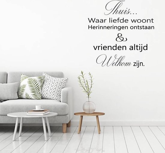 Muursticker thuis waar liefde woont - Zwart - 120 x 120 cm woonkamer