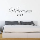 Muursticker Welterusten Met Sterren - Donkergrijs - 120 x 44 cm - nederlandse teksten slaapkamer
